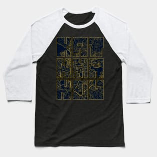 Kathmandu, Nepal City Map Typography - Gold Art Deco Baseball T-Shirt